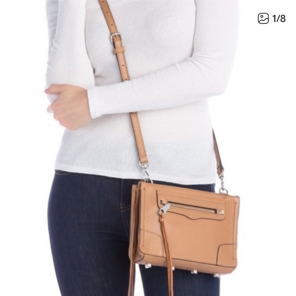 Rebecca Minkoff Regan Brown pebble Leather Crossbody Bag purse EUC